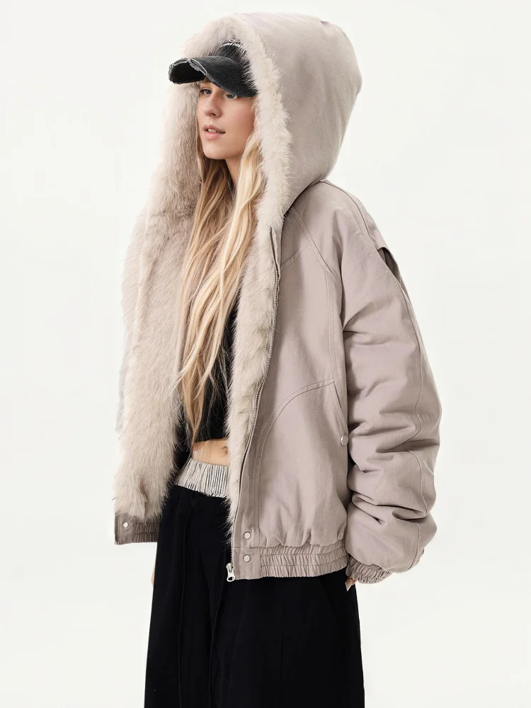 

Повседневное пальто с капюшоном на подкладке из искусственного меха, женское модное пальто с длинным рукавом и плюшевой подкладкой на молнии, свободные короткие куртки, женская зимняя повседневная верхняя одежда