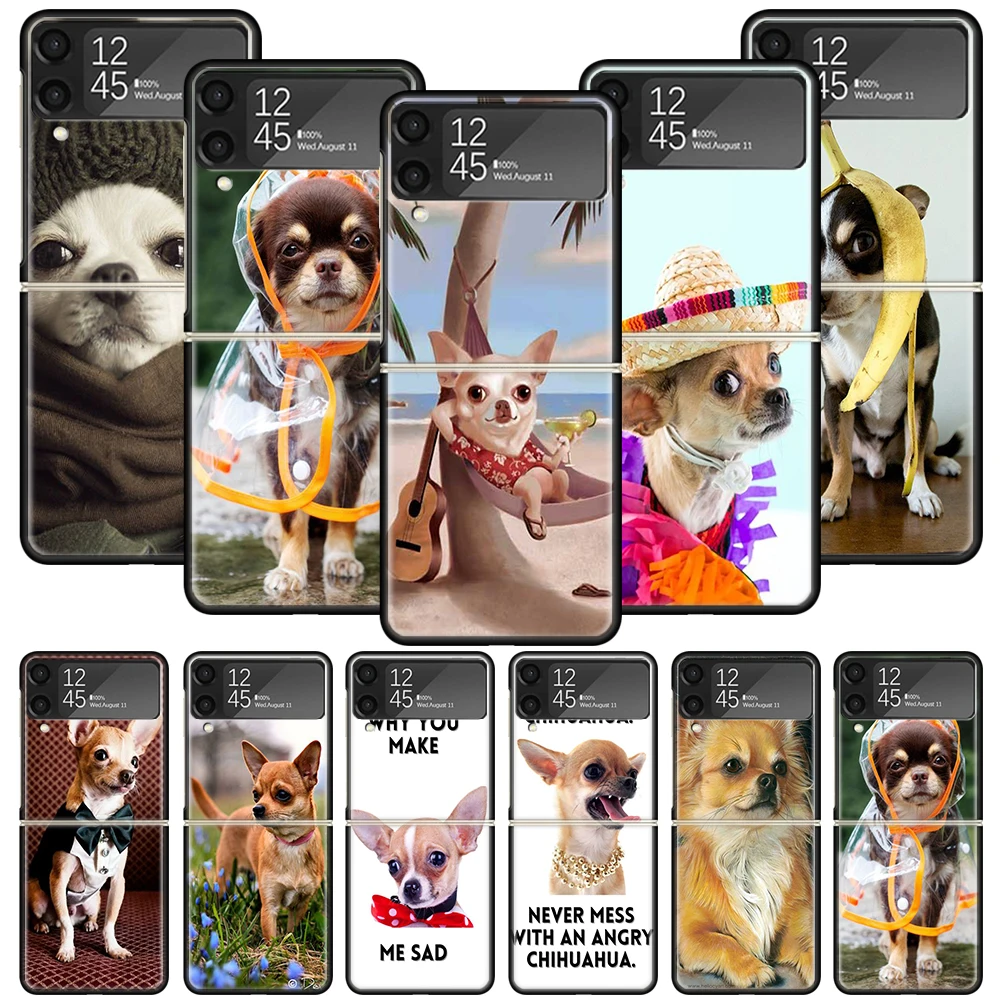 Chihuahua Puppy Teacup Dogs Phone Case For Samsung Galaxy Z Flip 7 6 5 4 3 5G Shockproof Cover Z Flip7 Flip6 ZFlip5 Flip3 Flip4