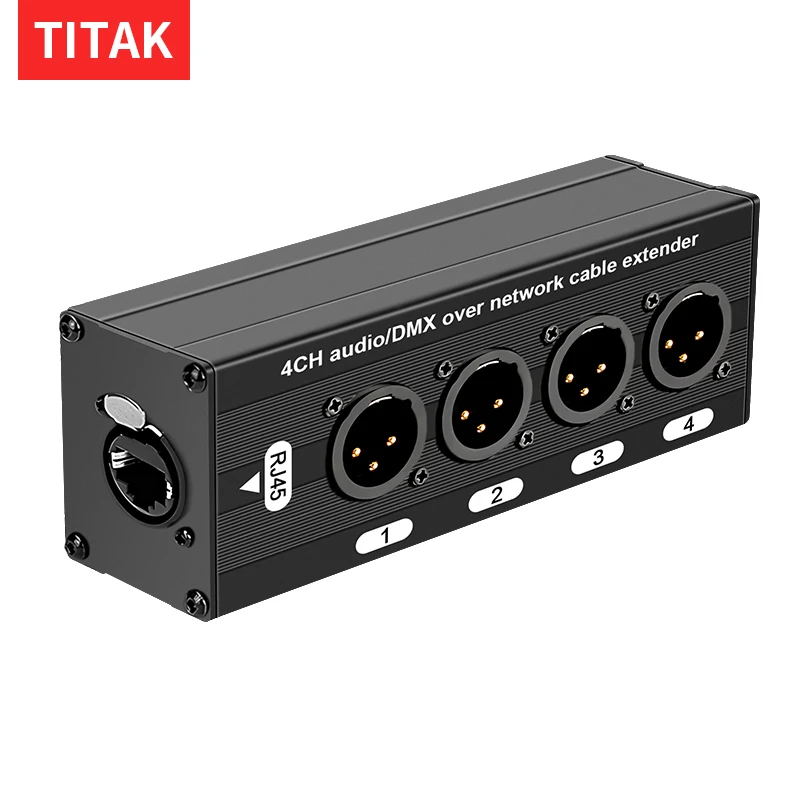 All-in-One 4 Channel Audio & DMX Extender Over Cat5e Cat6, XLR to RJ45 for Stage, Live Show & Studio