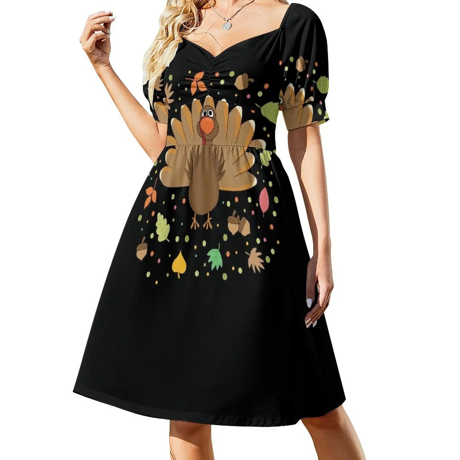 

Thanksgiving Turkey Short Sleeved Dress summer dresses for women 2025 evening dress Dress