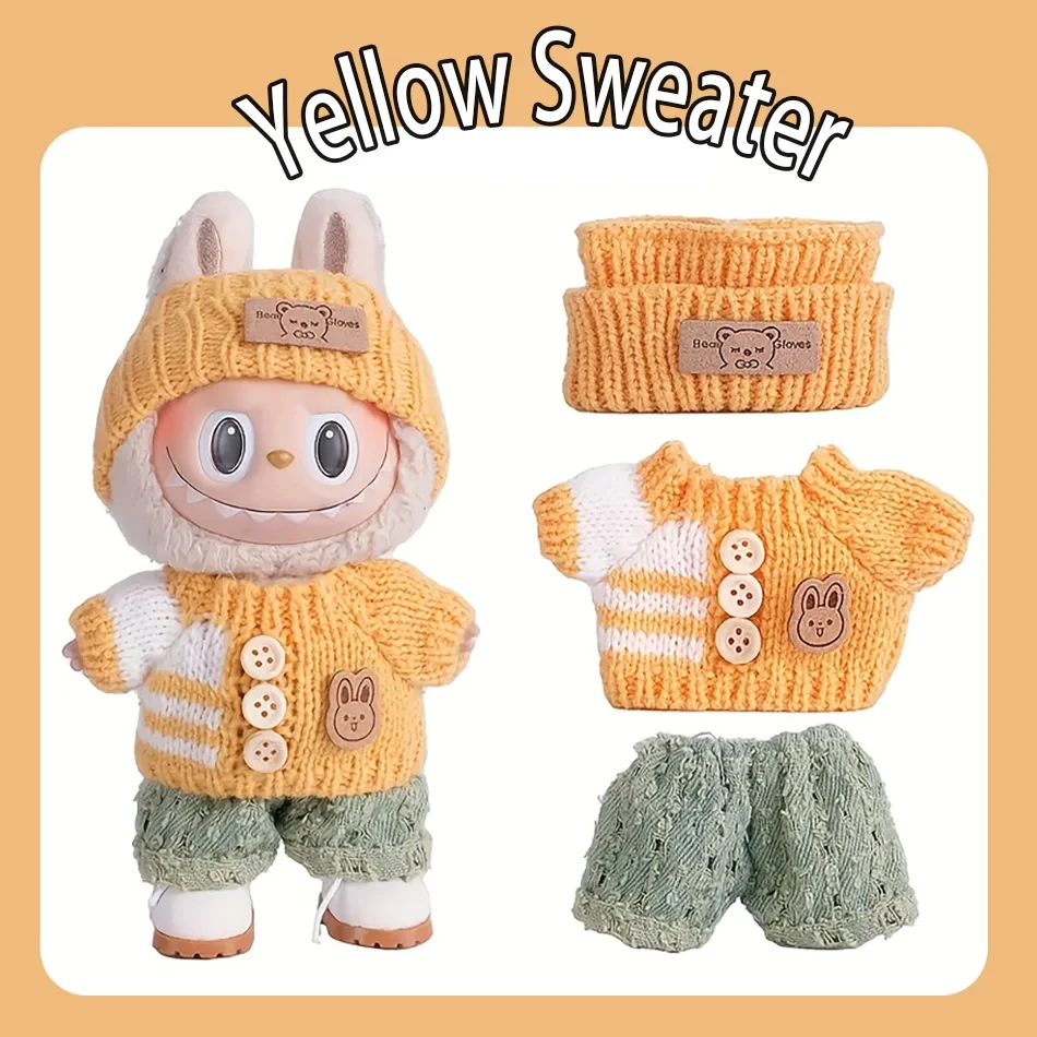 Per 17 cm Peluche Labubu II Bambole Mini Moda OOTD Carino Tuta Abito set Vestiti Outfit Bambole Accessori Abbigliamento Regalo