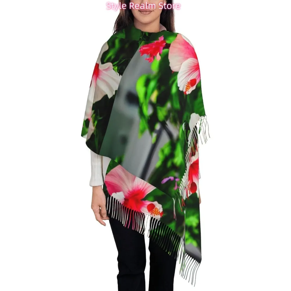 زهور الكركديه طباعة المرأة أزياء الشتاء وشاح لينة نمط طويل الدافئة شال الأوشحة يلتف #1