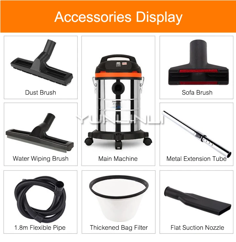 가정용 진공 청소기 1300W 상업용 먼지 수집기 30L 습식 및 건식 먼지 청소기