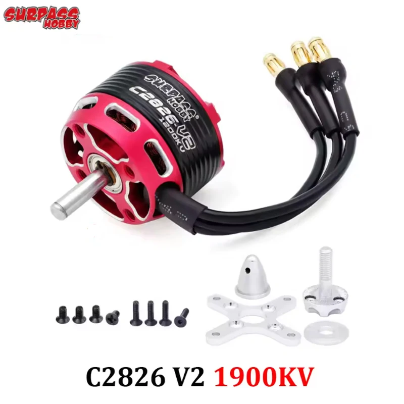 

Surpass Hobby C2826 V2 2-3S 2-4S 14-pole Outrunner Brushless Motor For Fixed-wing Aircraft Airplane