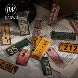 JIANWU Coding Archives Series Vintage Number Label Material Collage Sticker Creative DIY Journal Stationery