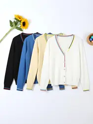 Crochet Top Blouses Tricot Clothing Cropped Korean Fashion Style Jersey Cardigan Female Knitted Ladies Sweaters Black Outerwear