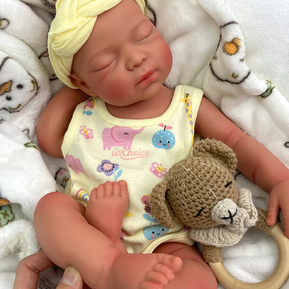 Waterproof Lifelike Painted 17" Full Body Platinum Silicone Reborn Bebe Doll Girl Muñeca Realistic Sleeping Baby With Mouth Open