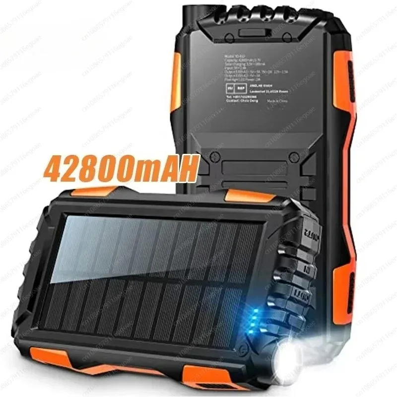 20000mAh Portable Solar Charger Waterproof Power Bank Fast Charging with Bracket Outdoor Phone Power Source