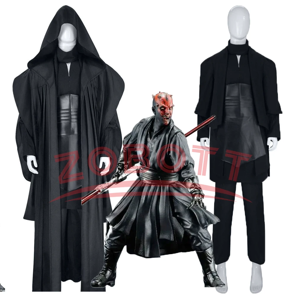 

DDarth MMaul Black Tunic Uniform Full Set Halloween Darth Hooded Robe Cloak Cosplay Costume Hombre Halloween Kostume