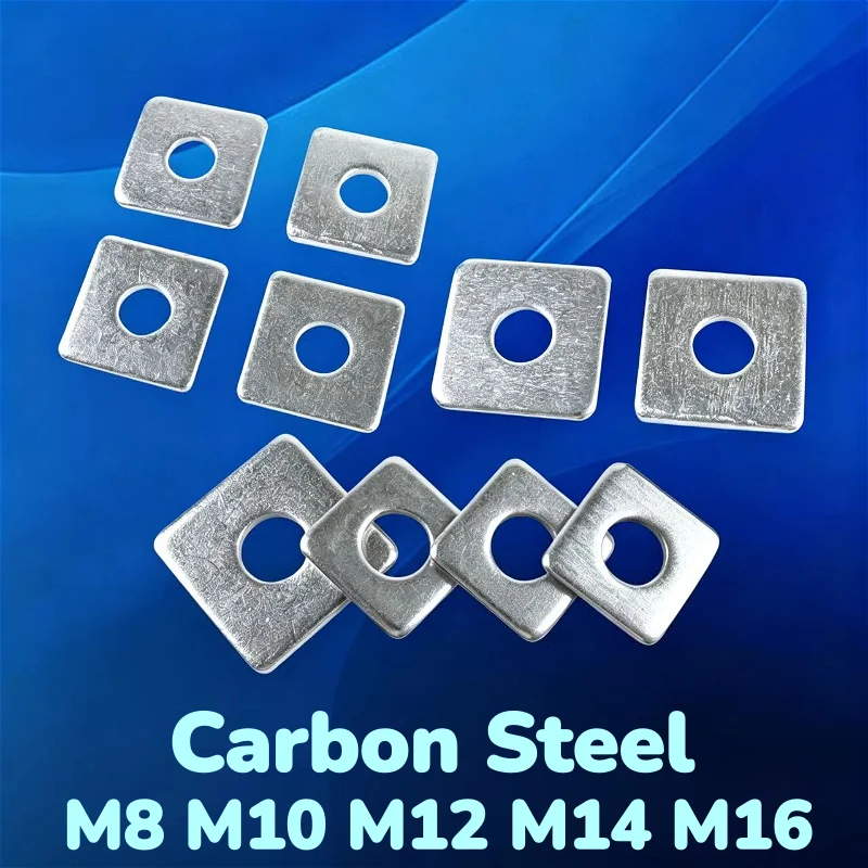 White Zinc Carbon Steel M8 M10 M12 M14 M16 Square Flat Washers Rectangular Washer Metal Gaskets Thickness 2.5mm/3mm