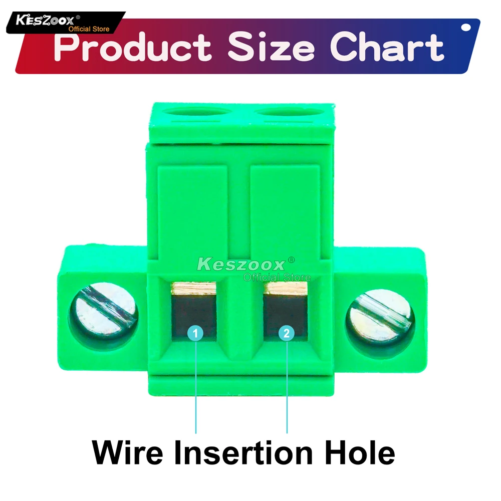 Keszoox 8 PCS 5.08mm connettore tipo Phoenix a 2 Pin morsettiera a vite PCB verde 2 poli con flange avvitabili