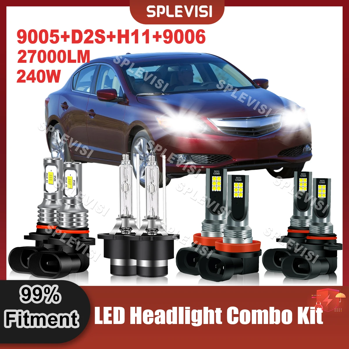 

Plug And Play LED Headlight 9005 High D2S Xenon Low Beam H11 Foglight 9005 DRL Bulbs For Acura ILX 2013 2014 2015 Auto Lights