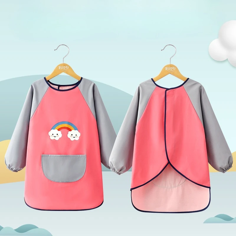 New Waterproof apron children's eating drawing outerwear dirt and oil resistant apron for boys and girls kawaii kitchen cover