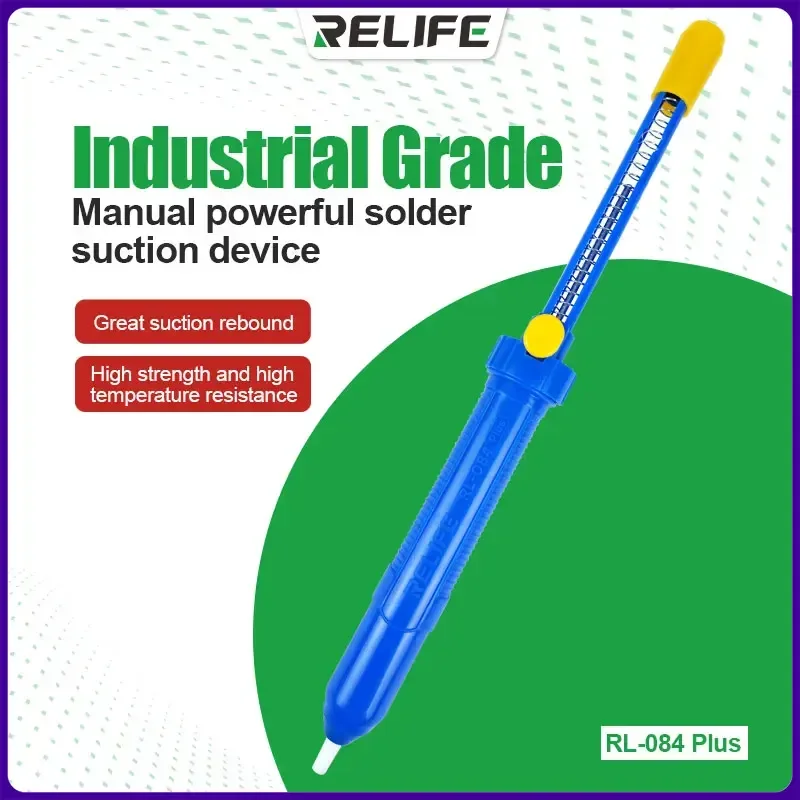 RELIFE RL-084 PLUS Manual Solder Extractor Welding Sucker High Temperature Resistance Tool for Phone Repair Removal Welding Tool