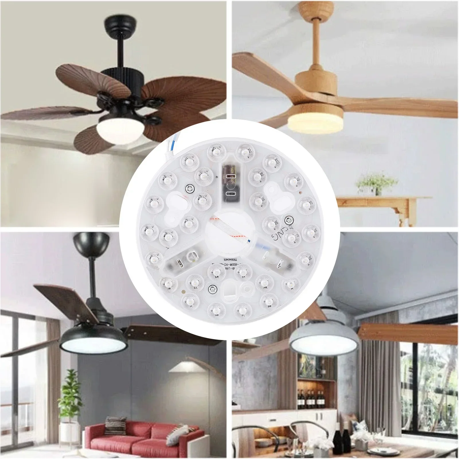 Ceiling Fan LED Light Replacement Adjustable Brightness 5.3 Inch LED Light Retrofit Kit Multifunctional 95 To 265V for Indoor