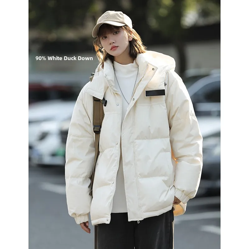 

90 White Du down Winter Jaet Thiened ort Sle Coat for Men And Women with Hood Warm Resistant to Cold New 2025 Model