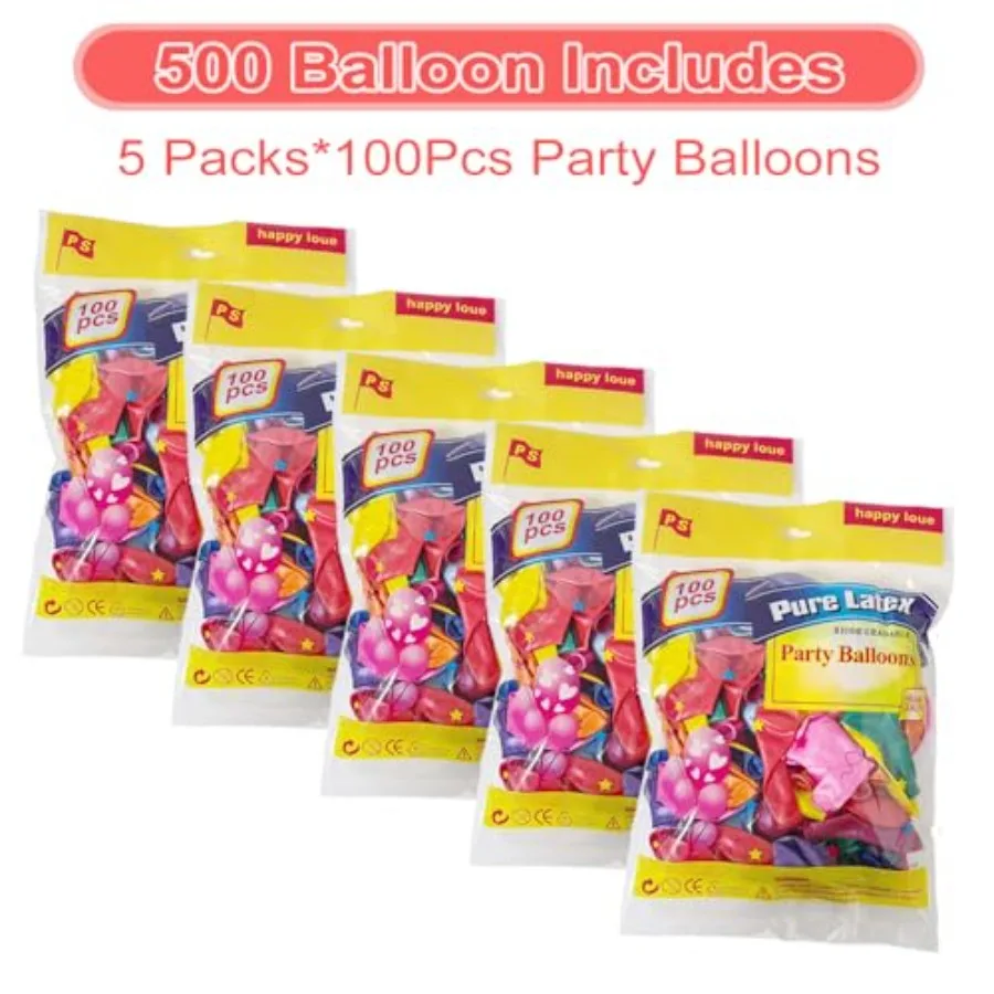 500 peças balões de látex arco-íris de cores sortidas pacote em massa para decorações de festa de aniversário de casamento durável e vibrante