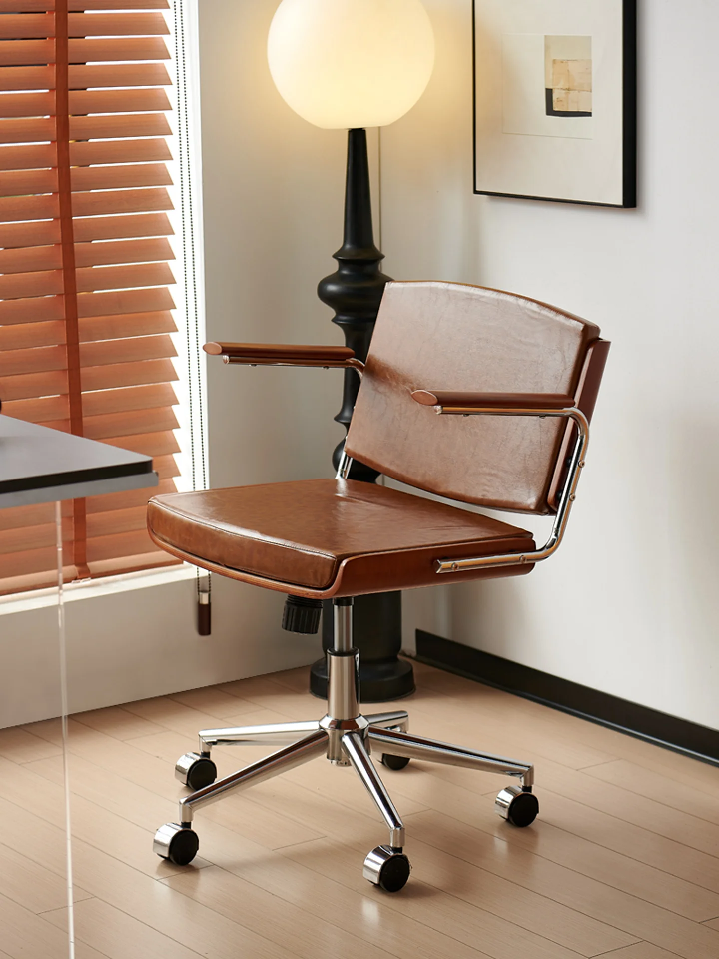 كرسي الكمبيوتر الرجعية للمنزل رفع كرسي مكتب دوار لغرفة النوم دراسة مسند الذراع كرسي ماكياج الظهر #5