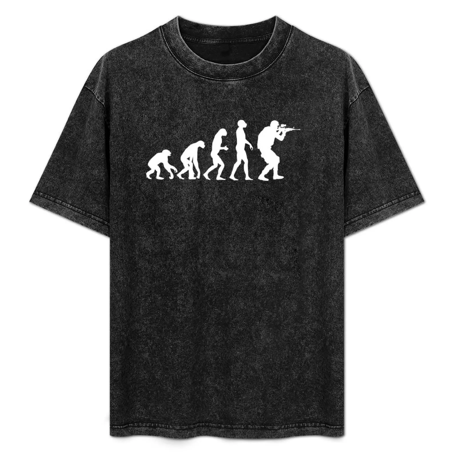 Evolution of ape to airsofter T-Shirt cotton graphic tees blue archive cheap stuff Men's cotton t-shirt