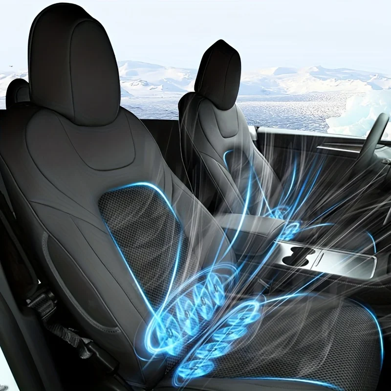 1PC For Tesla Model 3 Y Car ventilation cushion breathable ice silk seat cover with fan modification,  cool and breathable, long