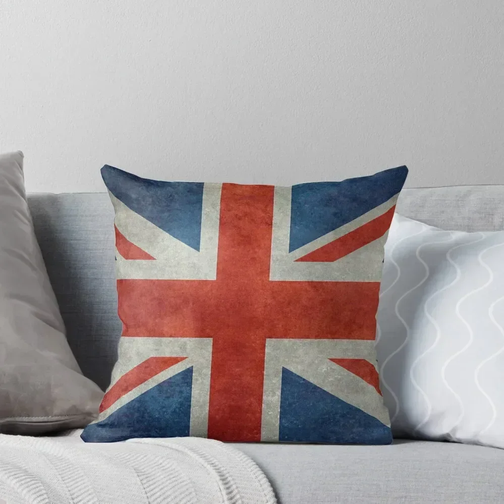 British Union Jack flag grungy vintage version Throw Pillow Pillow Cover christmas decorations 2025 pillow