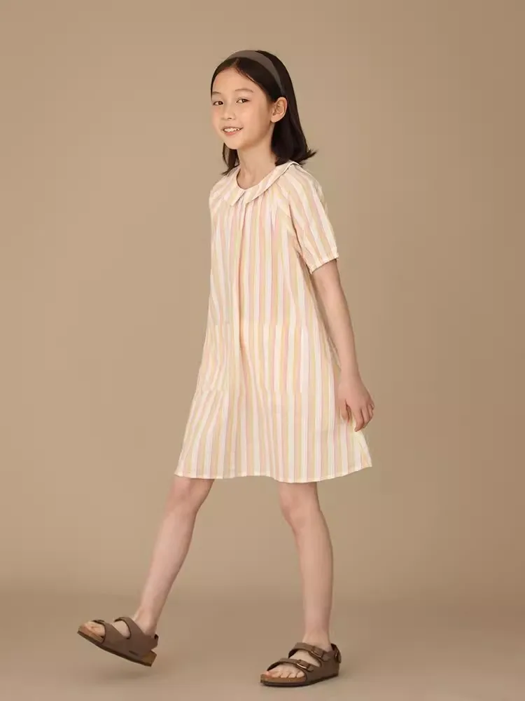 Fashion Striped Kids Clothing Baby Girls Dress FShort Sleeve Ruffles Cotton Backless  Infant Princess Dress Party Dresses