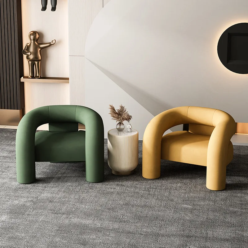 &Light Luxury Nordic Single Sofa Chair Metal Legs Internet Popular Accent for Living Room Bedroom Balcony Simple Lazy Sofa