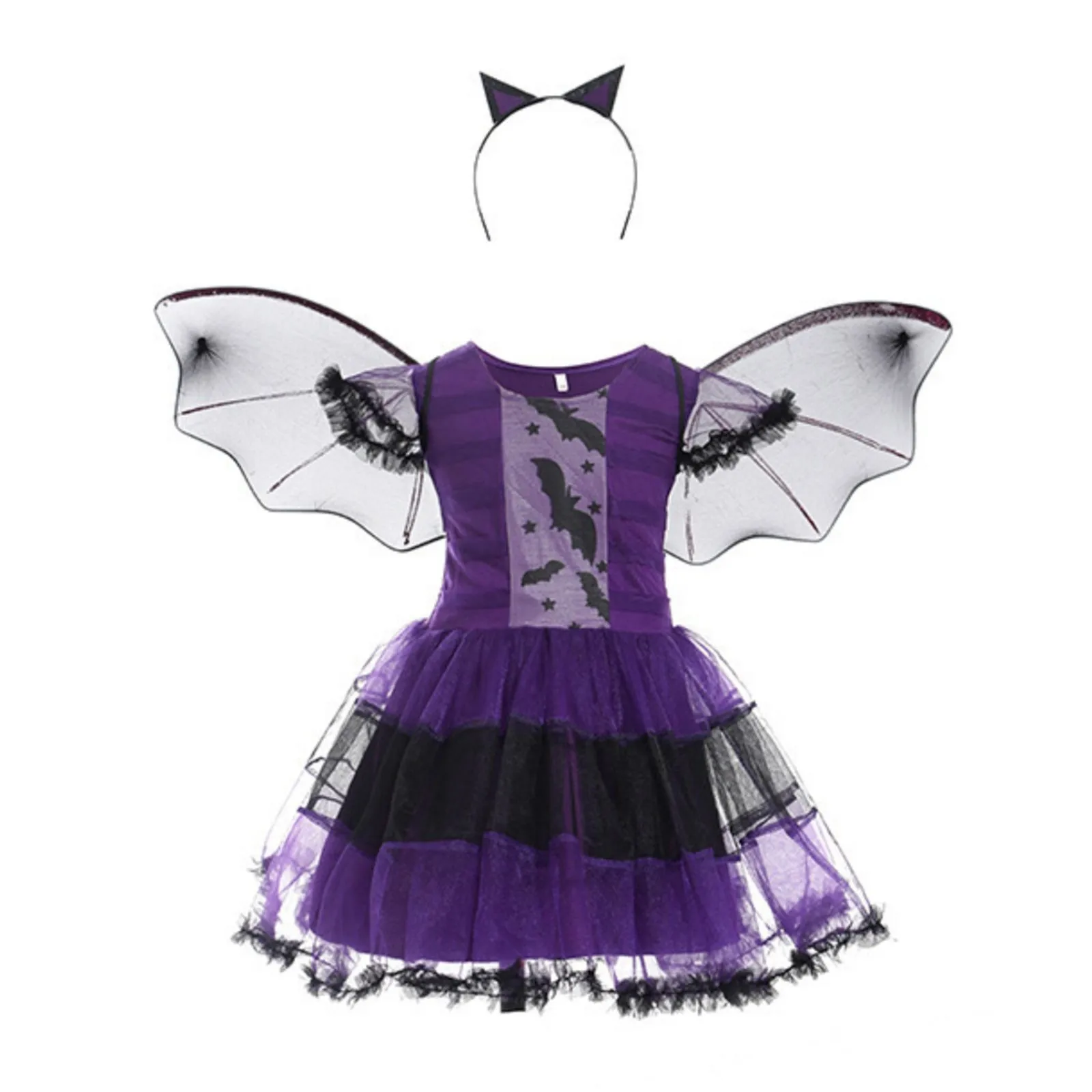 Halloween Girls Witch Dress Carnival Party Toddler Kids Bat Costume Infant Vampirina Dress Up Children Vampire Clothing