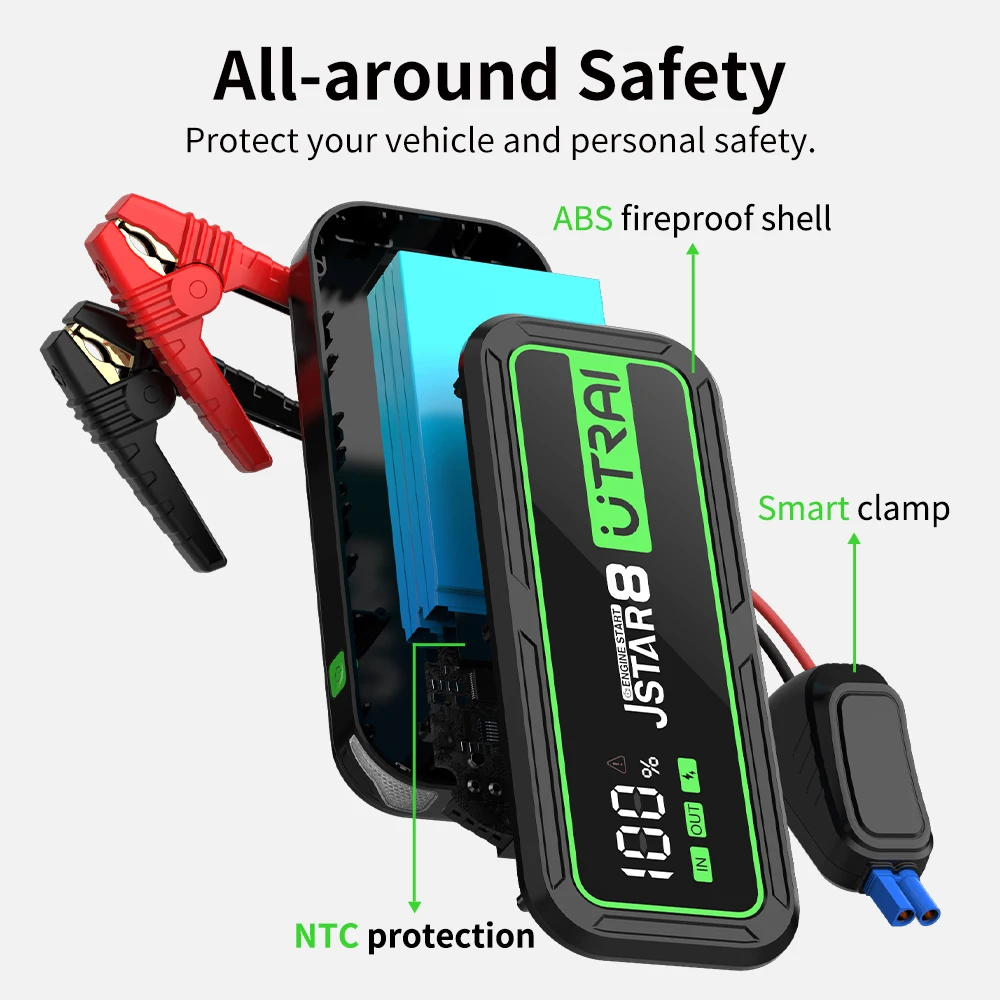 UTRAI 3000A Jump Starter Car Power Bank Portable Charger Starting Device For 8.0L/6.0L Emergency Car Battery Jump Starter