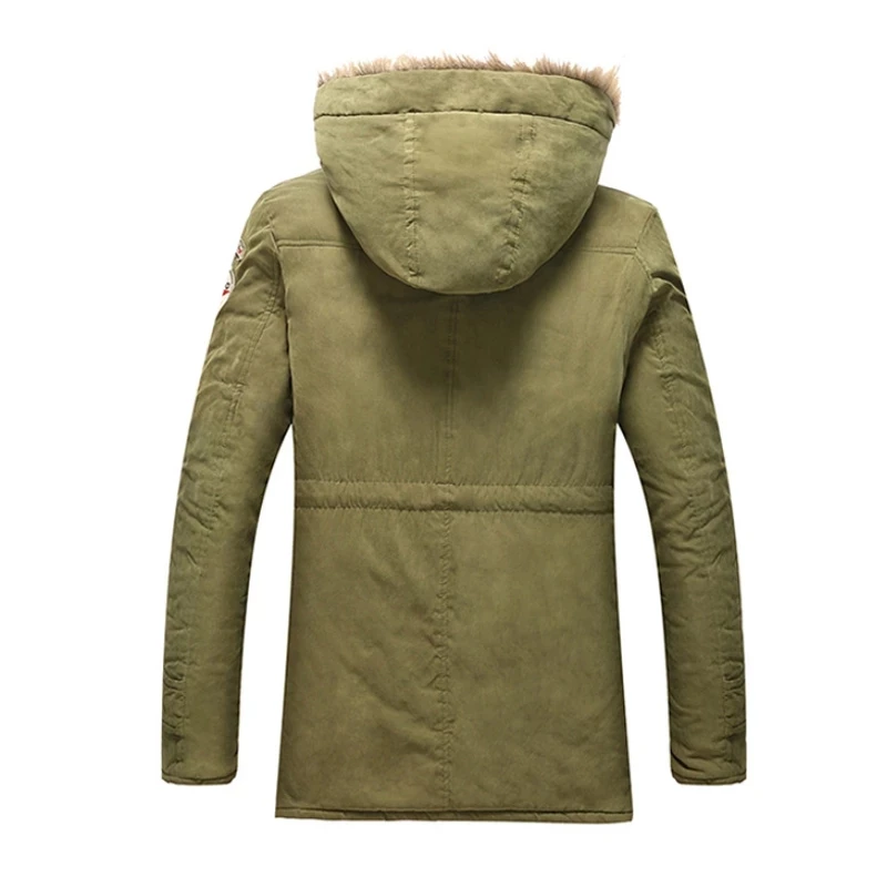 Parka con capucha para hombre, abrigo largo militar cálido con cuello de piel de terciopelo, chaqueta gruesa de plumón, moda coreana, 2022