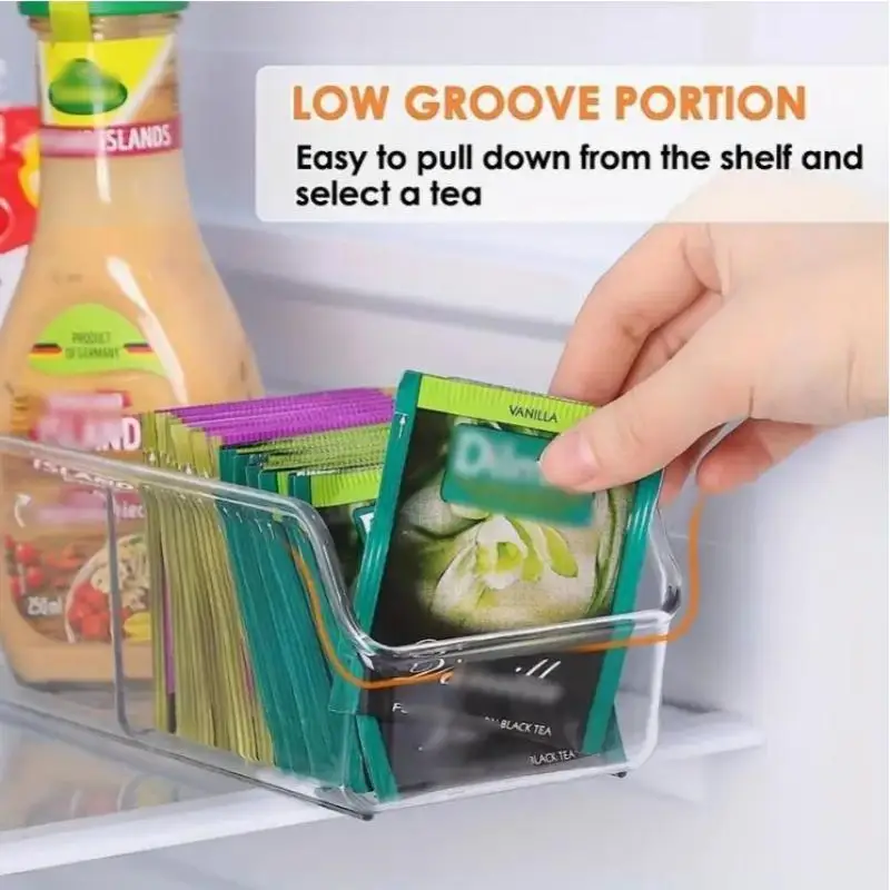 Tea Bag Organizer Box Clear Storage Holder Storage Bins Storage Box For Cabinet Countertop Pantry Home Storage Accessories