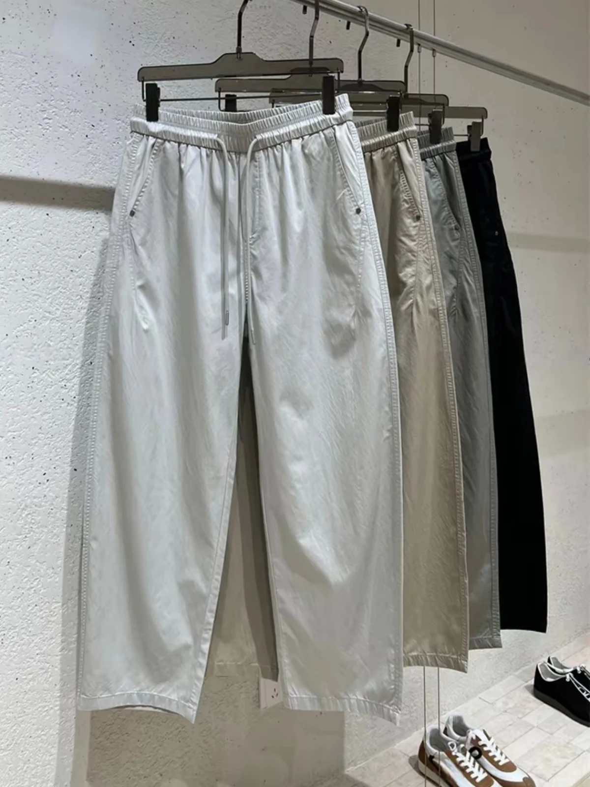 Summer Thin Loose Feeling Lyocell Straight Leg Casual Pants Men Simple Match Cool Sensation Breathable Loose  Color Long...