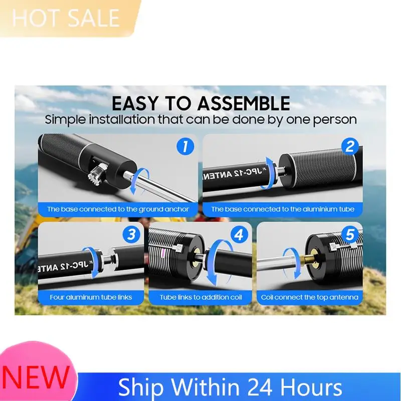 ~ 【EM estoque】JPC-12 para antena de rádio amador 7-50Mhz todas as bandas verticais 40M-6M 8 bandas com regulador deslizante para exterior