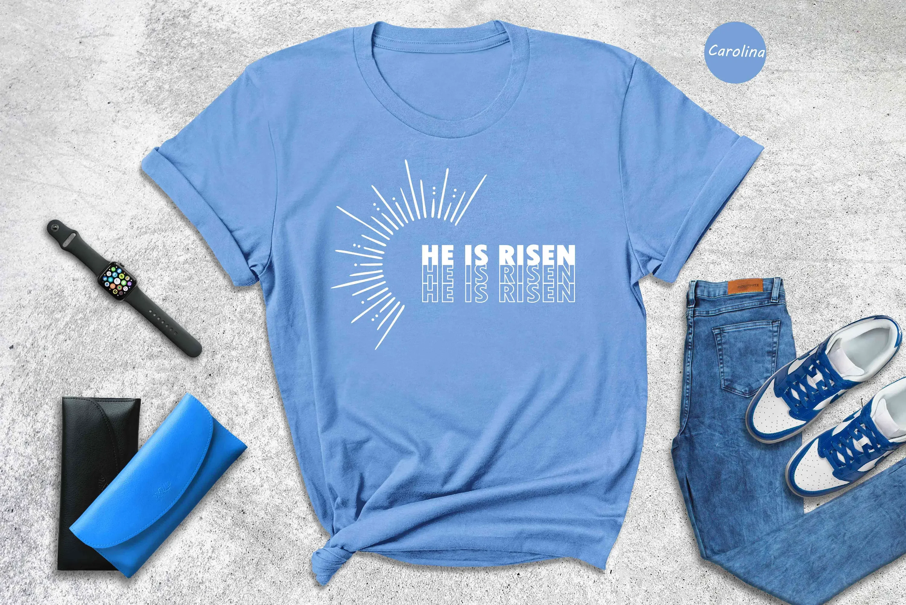 He Is Risen T Shirt Religious Jesus Easter Christian Faith Trendy