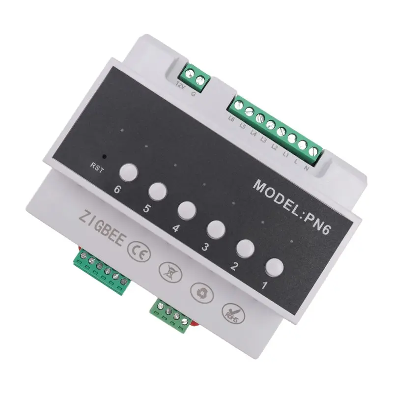 X64A-Tuya Smart Zigbee 6CH Relay Switch Module Remote Control Appliance Control Module Supports 3-Way Motor Control