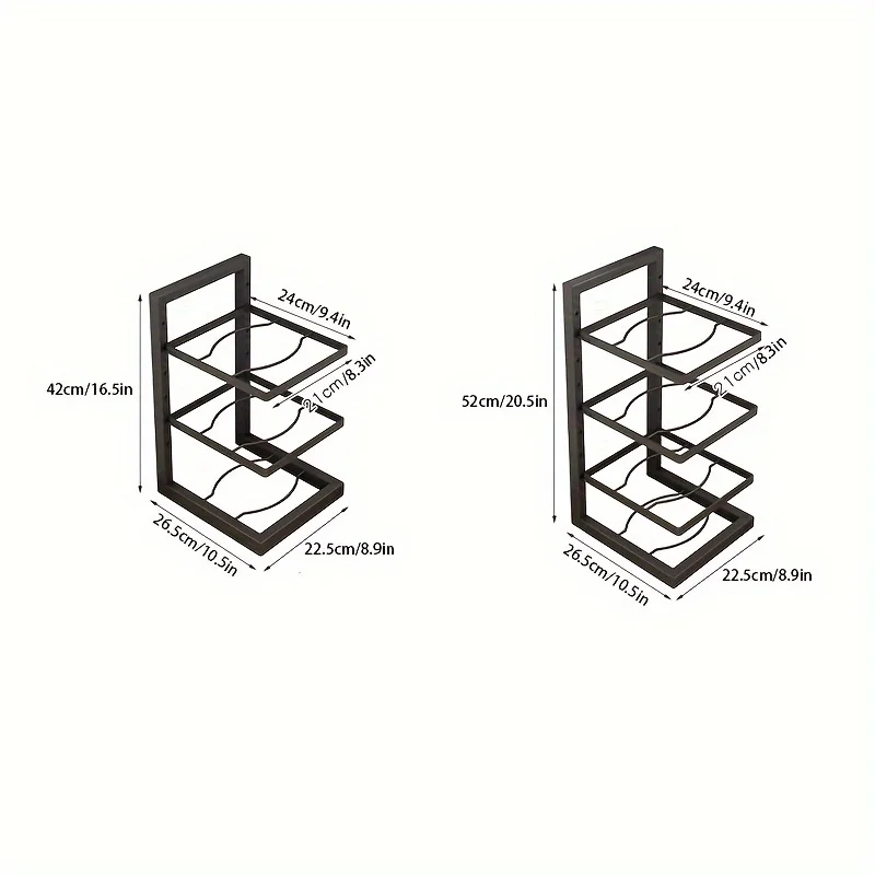 1pc Stainless Steel Height Adjustable Three and Four Tier Pot Rack - Space-Saving Kitchen  Solution with Multi-Tiered Shelves - 