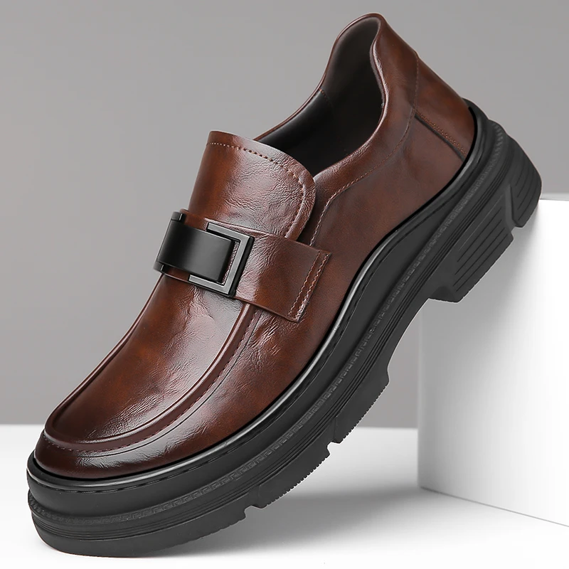 

Модные мужские весенние удобные повседневные рабочие кожаные туфли из натуральной кожи в деловом стиле, мужские классические коричневые/черные оксфорды