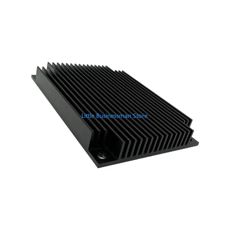 Black Aluminum Heatsink for Wireless Cards and Board Cooling, 80 x 55 x 10 mm with Straight Rib Lines and Flat Base M76A