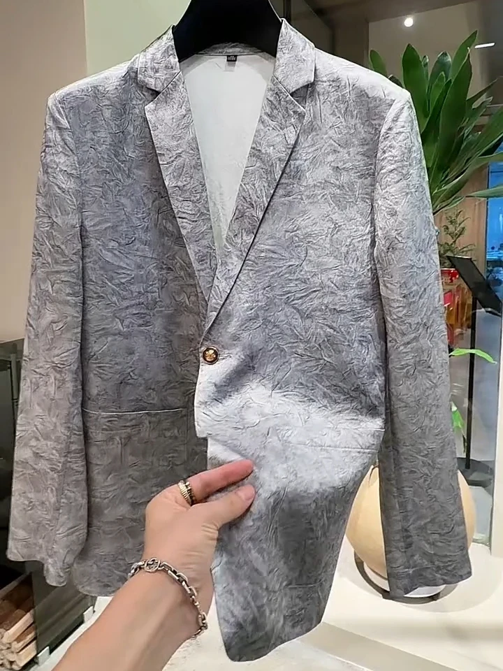 Casual Men's Suit Spring Summer New Style Fashionable Versatile High Quality Business Shirt Personality Soft Fabric Standard Fit