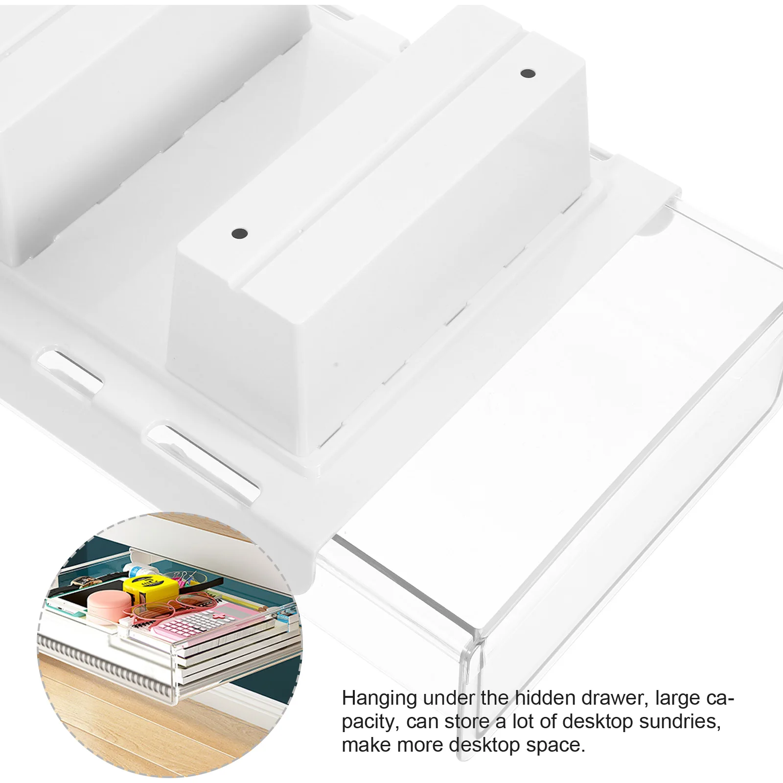 

Hanging Storage Box Under Desk Drawer Organizer PVC Acrylic Desktop Stationery Cellphone Holder Space Saving