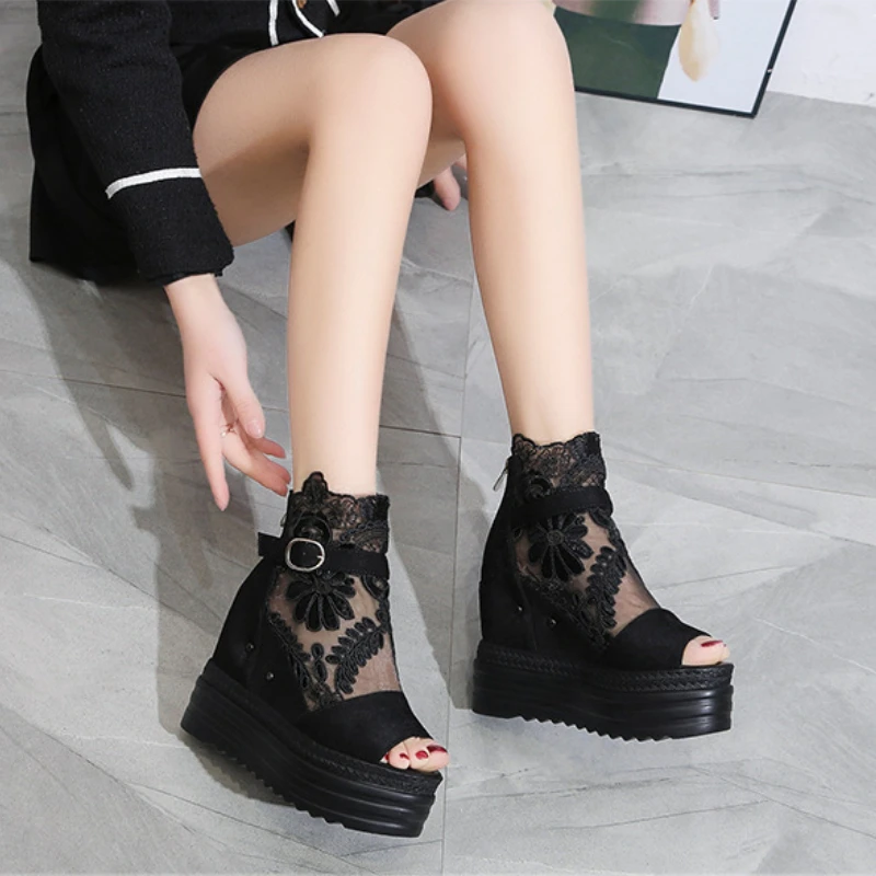 Platform Sandals Women Summer Wedges Peep Toe Shoes Fashion Elegant Hidden Heel Sandals Ladies Comfort Party Shoes Footwear