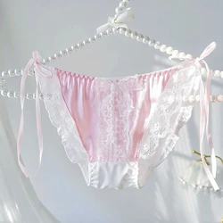 Lolita Palace Princess Wind Strap Bow Girl Low Waist Underwear Lace Edge Strap Unfasten Pure Desire Sexy Triangle Pants