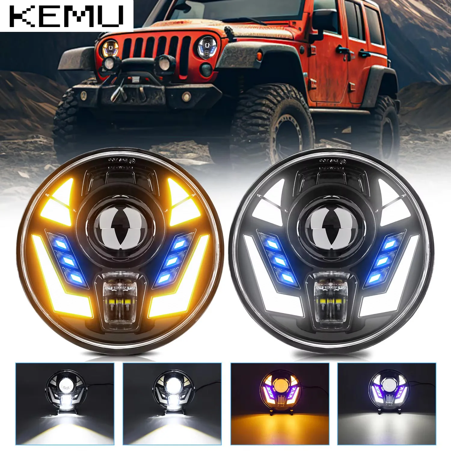 

7-дюймовая фара Wrangler, светодиодная фара Jeep, супер яркая, 220 Вт, 22000LM, налобная фара для Harley Hummer, универсальная фара 6000K, 9-32 В