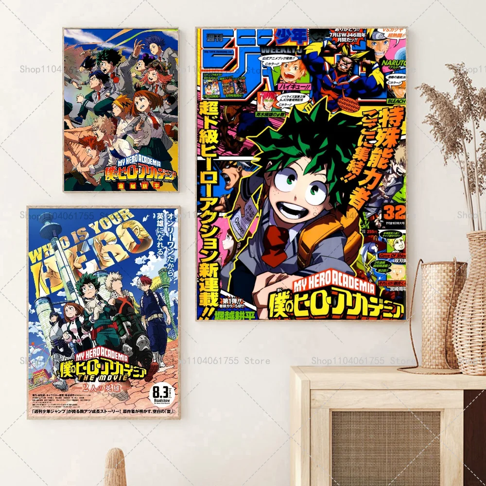 1 قطعة My Hero Academia ملصق فني ذاتي اللصق مقاوم للماء ورق ملصق مقهى بار غرفة جدار ديكور