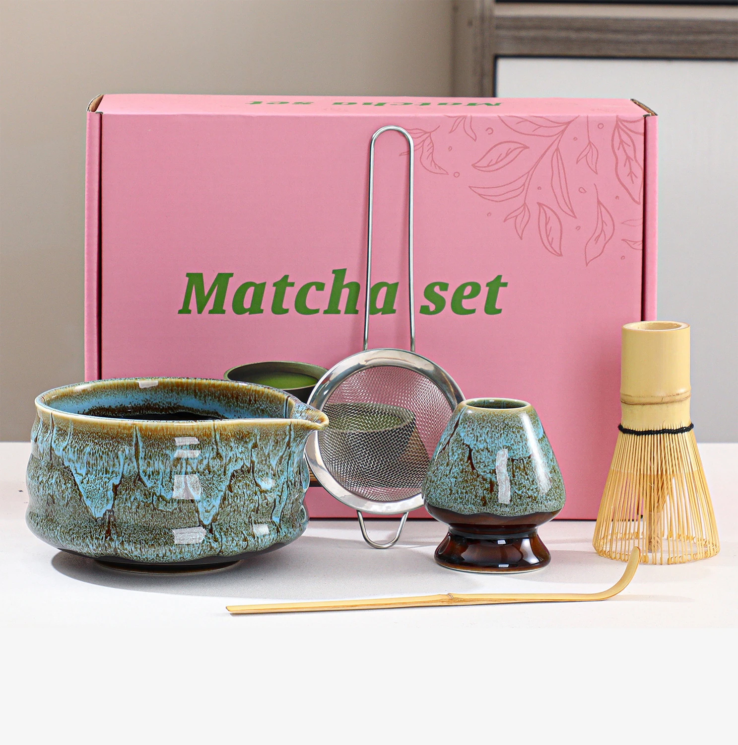 

Набор Matcha, полный набор с венчиком Matcha/бамбуковыми ложками, традиционные японские керамические аксессуары для изготовления латте Matcha
