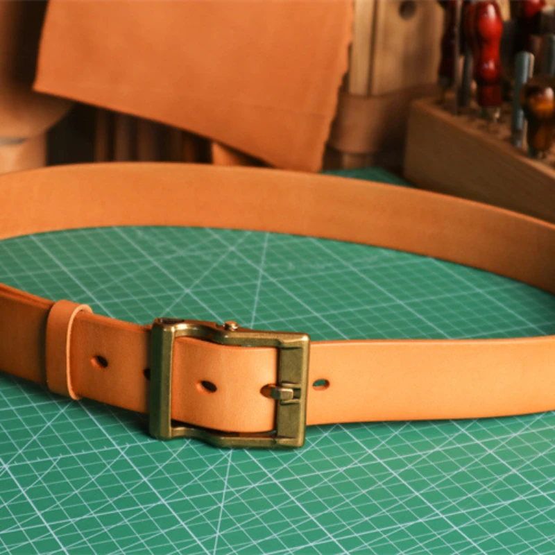 3.8Natural color cowhide Belt For Men Copper Buckle Plant Tanned Top Genuine Leather for man Casual Jeans Luxury Belts