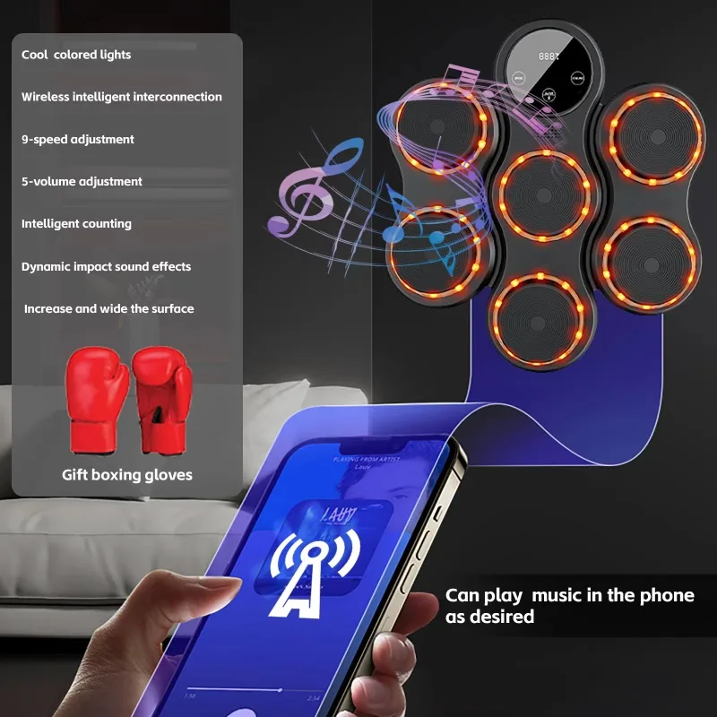 Custom Professional Music Boxing Machine Smart Wireless Boxing Trainer Wall Mount Music Boxing Machine For Adults