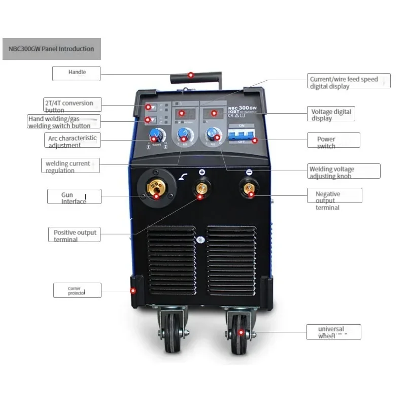 Power Tools Two Shield Welding Machine NBC200/250/300 Integrated Carbon Dioxide Gas Shielded Welding Machine 220v/380v