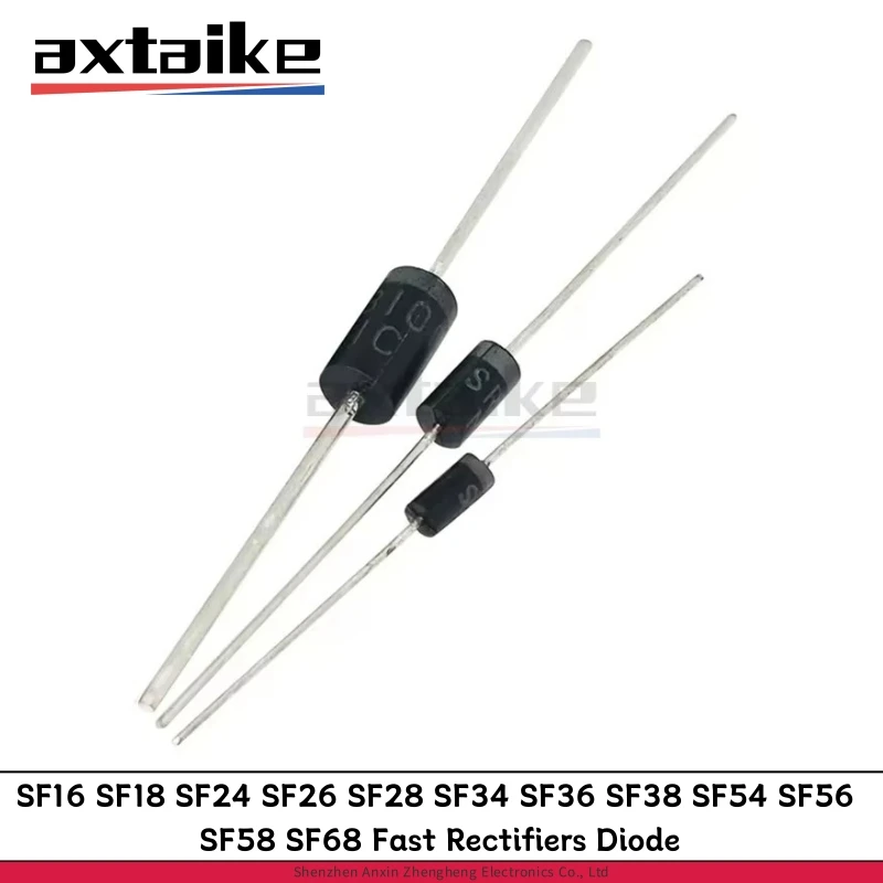 

20PCS SF16 SF18 SF24 SF26 SF28 SF34 SF36 SF38 SF54 SF56 SF58 SF58G SF68G 1A 2A 3A 5A 200V 400V 600V DO-27 Fast Rectifiers Diode