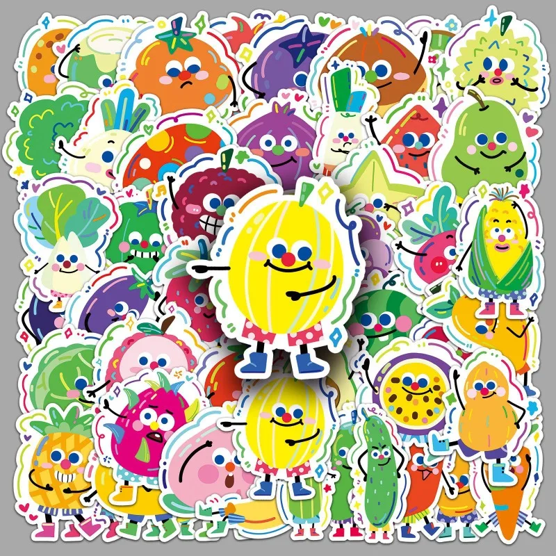 

10/50Pcs Cute Cartoon Fruit and Vegetable Graffiti Stickers Waterproof Decoration Luggage Phone Case Skateboard Children's Toys